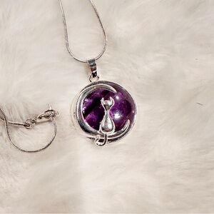 Amethyst Moon necklace with chain.